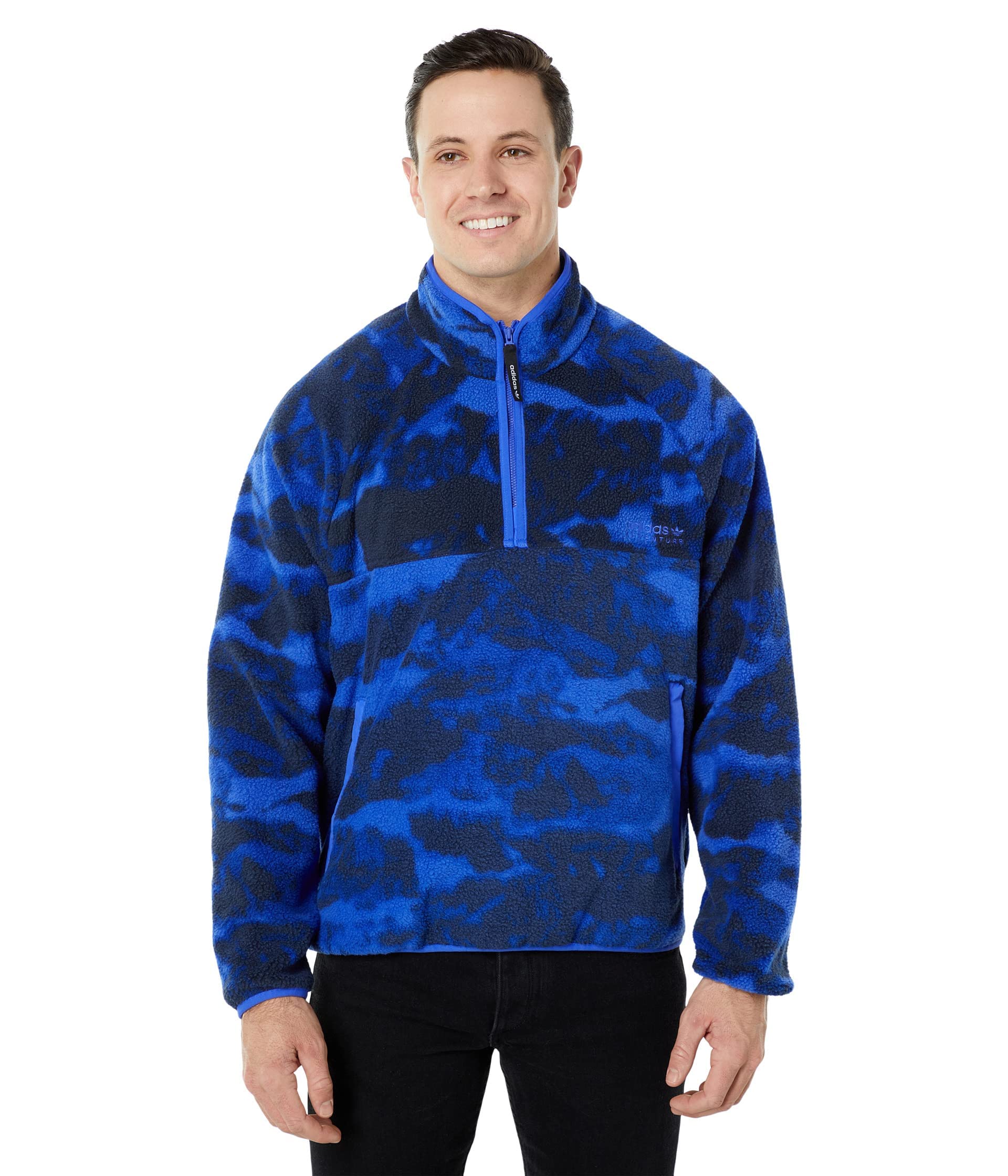 adidas Originals Adventure Polarfleece AOP 1/2 Zip Sonic Ink SM at Amazon  Men's Clothing store