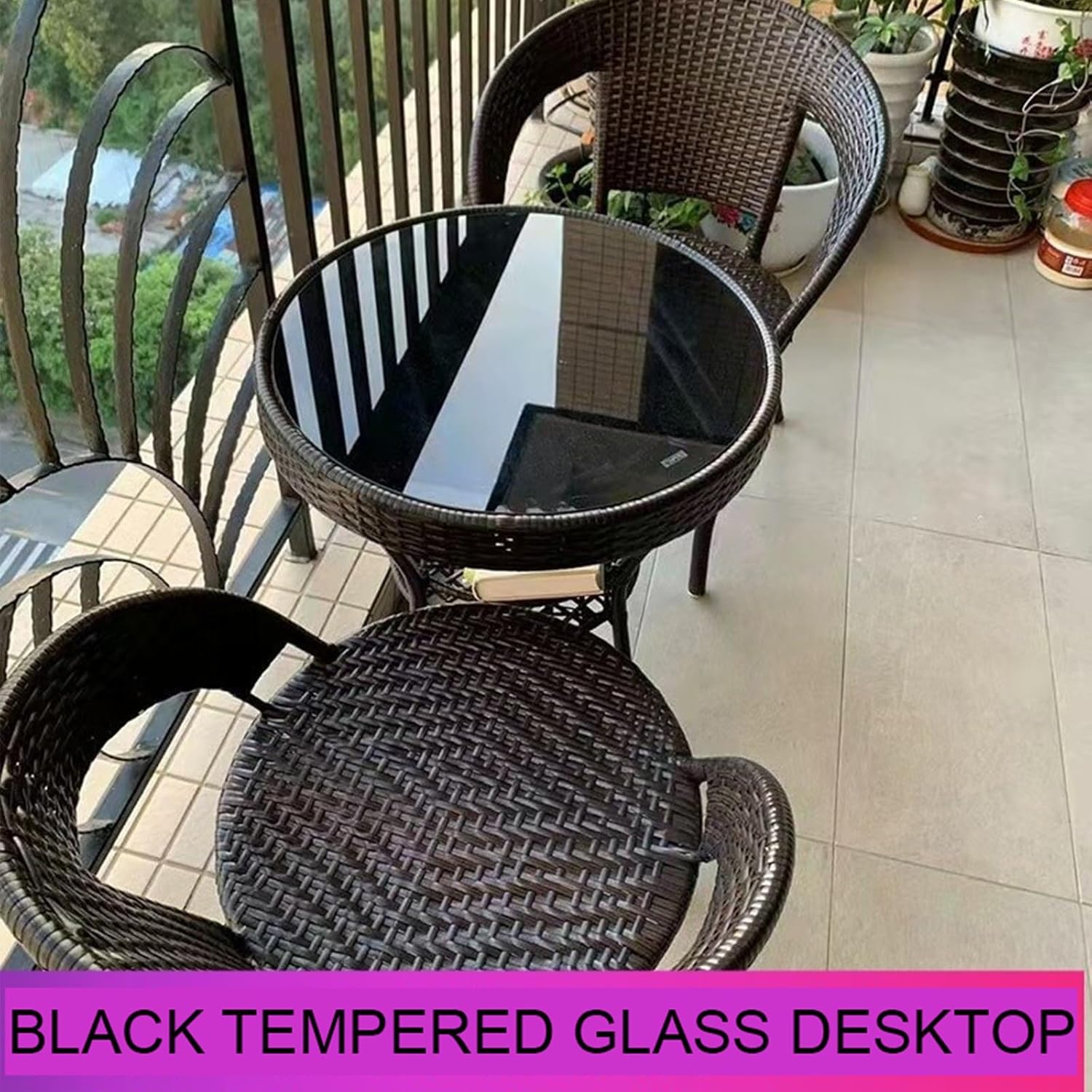 Round Tempered Glass Table Top Black, Perfect Circle, Plate Glass, Thick Tempered Polished Edge, 1/2" Thick，Premium Round Circular Plate Glass, Polish Edge Radius Corners(98CM(38.6.5IN))
