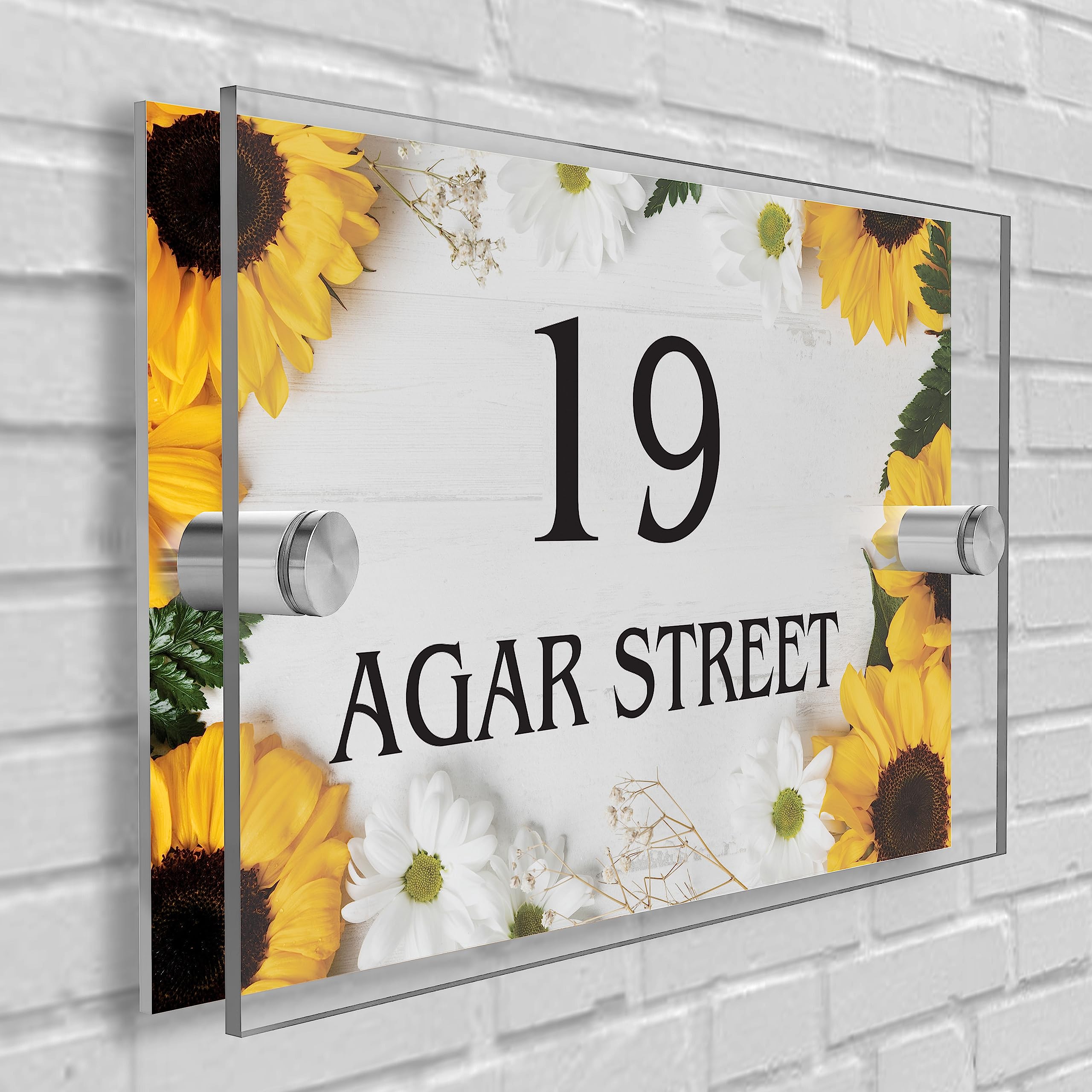 House Sign Plaque Personalised Door Number Street Glasss Effect Acrylic I House signs personalised door number plaque for wall outside I Rectangle Shape (Design 06)
