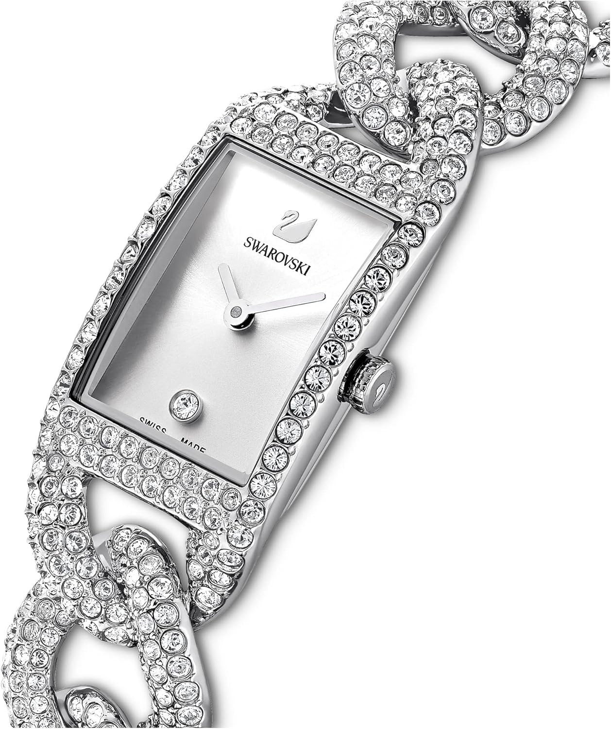 Swarovski Cocktail watch, Full pavé, Metal bracelet, Silver-tone, Stainless steel Swarovski Cocktail watch, Full pavé, Metal bracelet, Silver-tone, Stainless steel