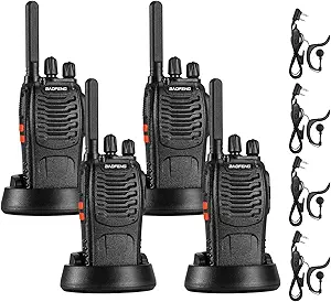 BF-88ST Walkie Talkies for Adults Long Range - 4 Pack, Portable Two Way Radio with Hands Free VOX USB Charging, Rechargeable Radios Walkie Talkies with Earpieces
