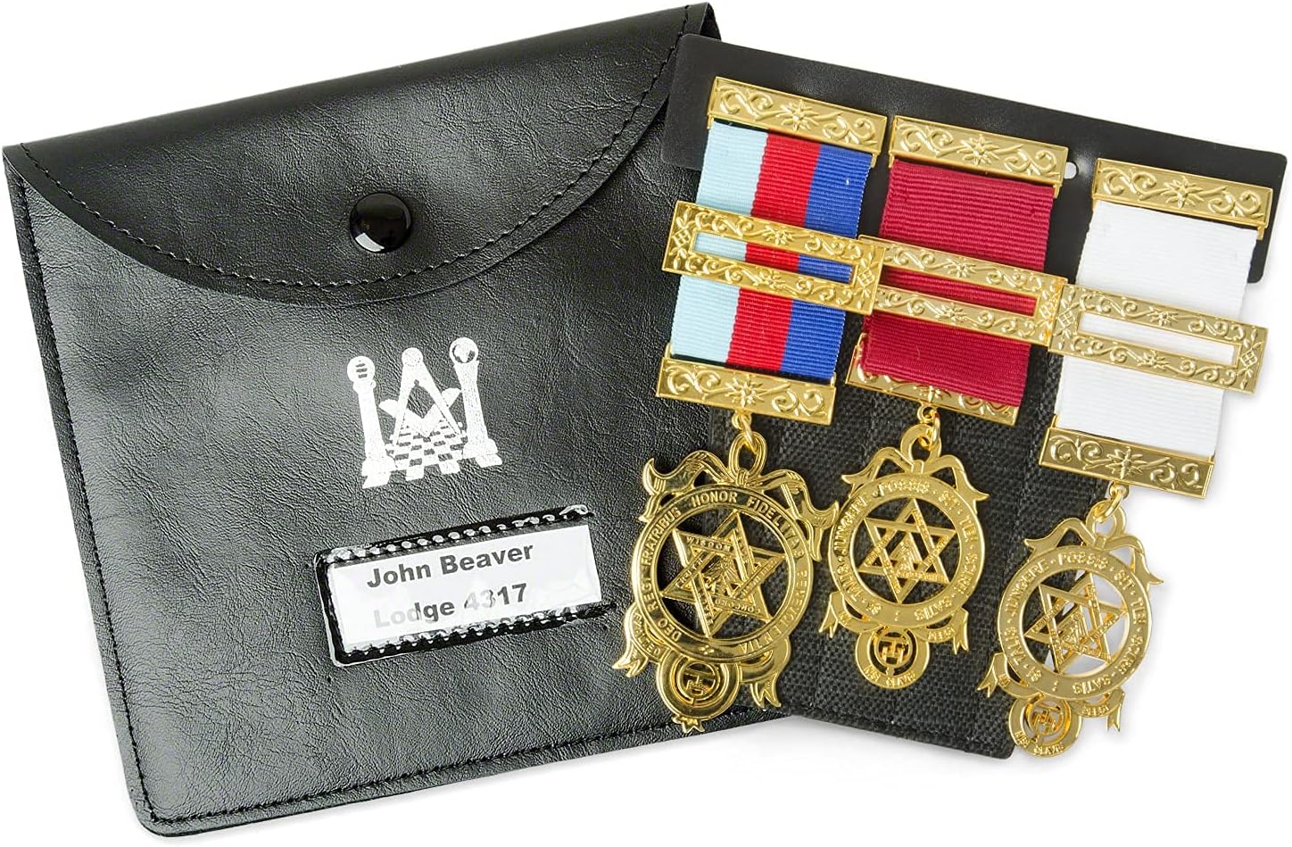 THE MASONIC COLLECTION - Regalia Pocket and Wallet Jewel Holder Leather Set - Store Jewels Comfortably - Personalization Available - Freemason Gifts For Men