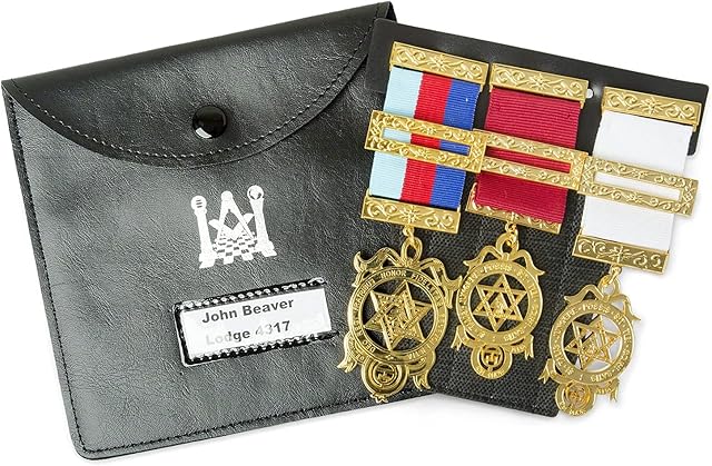 THE MASONIC COLLECTION - Masonic Regalia Leather Pocket and Wallet - Jewel Holder, Can be Personalised