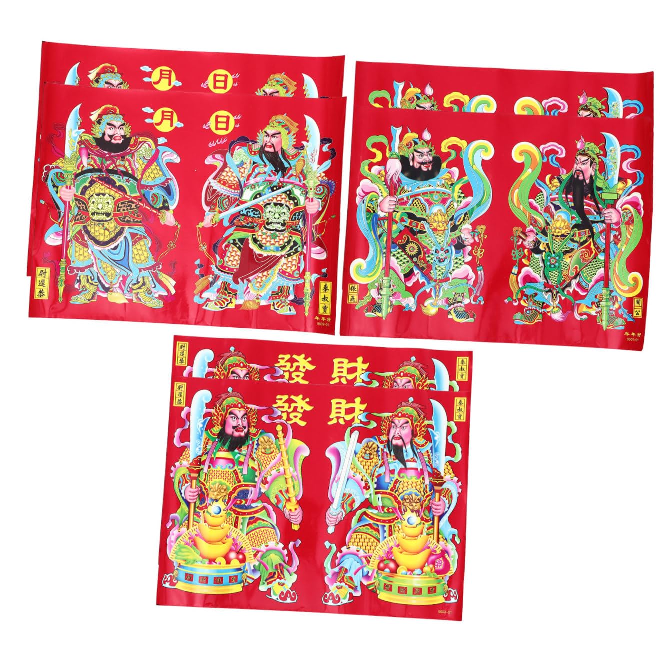 Amosfun 4 Juegos De La Puerta De La Riqueza Pegatina Decoración Dormitorio Home Decor Adornos De Año Ventana De Navidad Se Aferra Imagen De Estilo Chino Foto De Año Nuevo 6 Piezas * 4