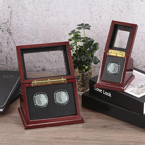 Miniatura 6 de PATIKIL Estuche de exhibición de anillo de campeonato, caja de almacenamiento de cristal para coleccionar anillo de béisbol, anillo de softbol,