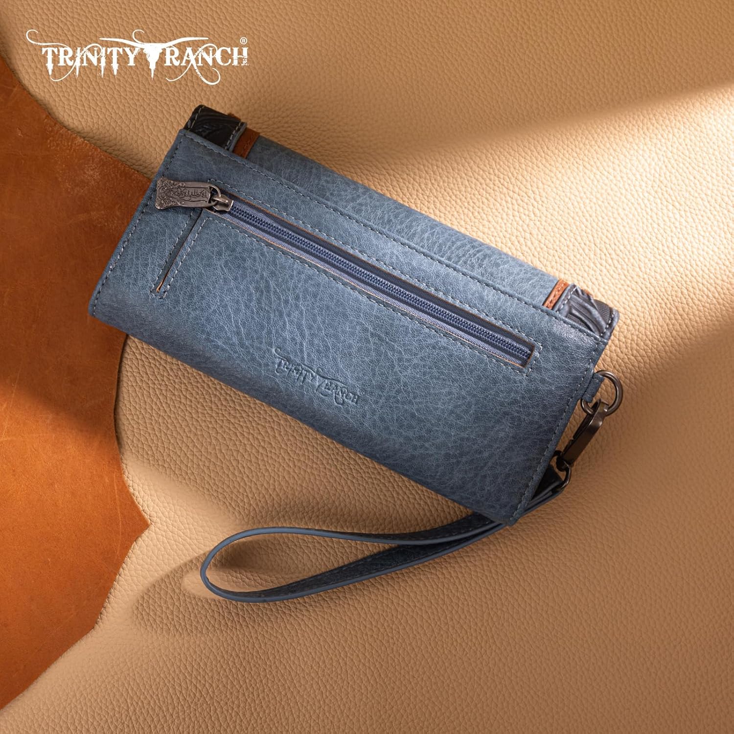 Trinity Ranch Wristlet Wallets for Women Western Wristlet Purse with Detachable Floral Tooled Concho Collection - Image 2