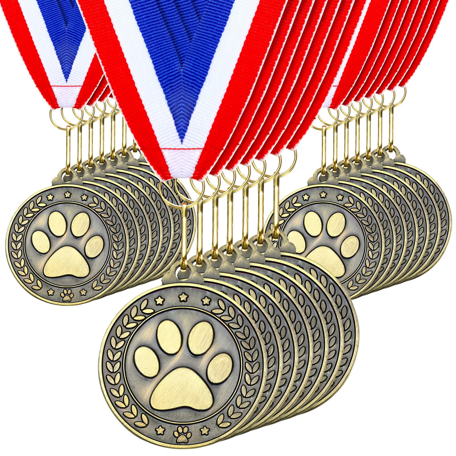 Quelay 60 medallas de premio de 2 pulgadas, medallas de oro a granel con cintas para el cuello, trofeo de metal, regalo para torneos, competiciones, fiestas, niños y adultos (medallas con estampado de