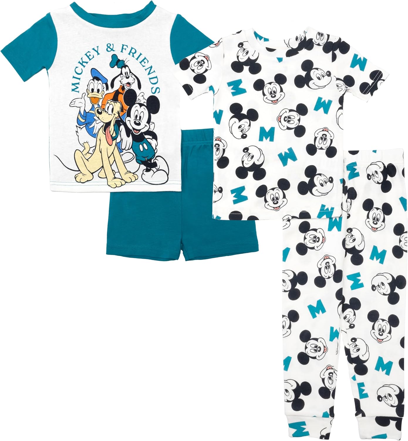 Disney boys 4-piece Snug-fit Cotton Pajama Set, Soft & Cute for Kids