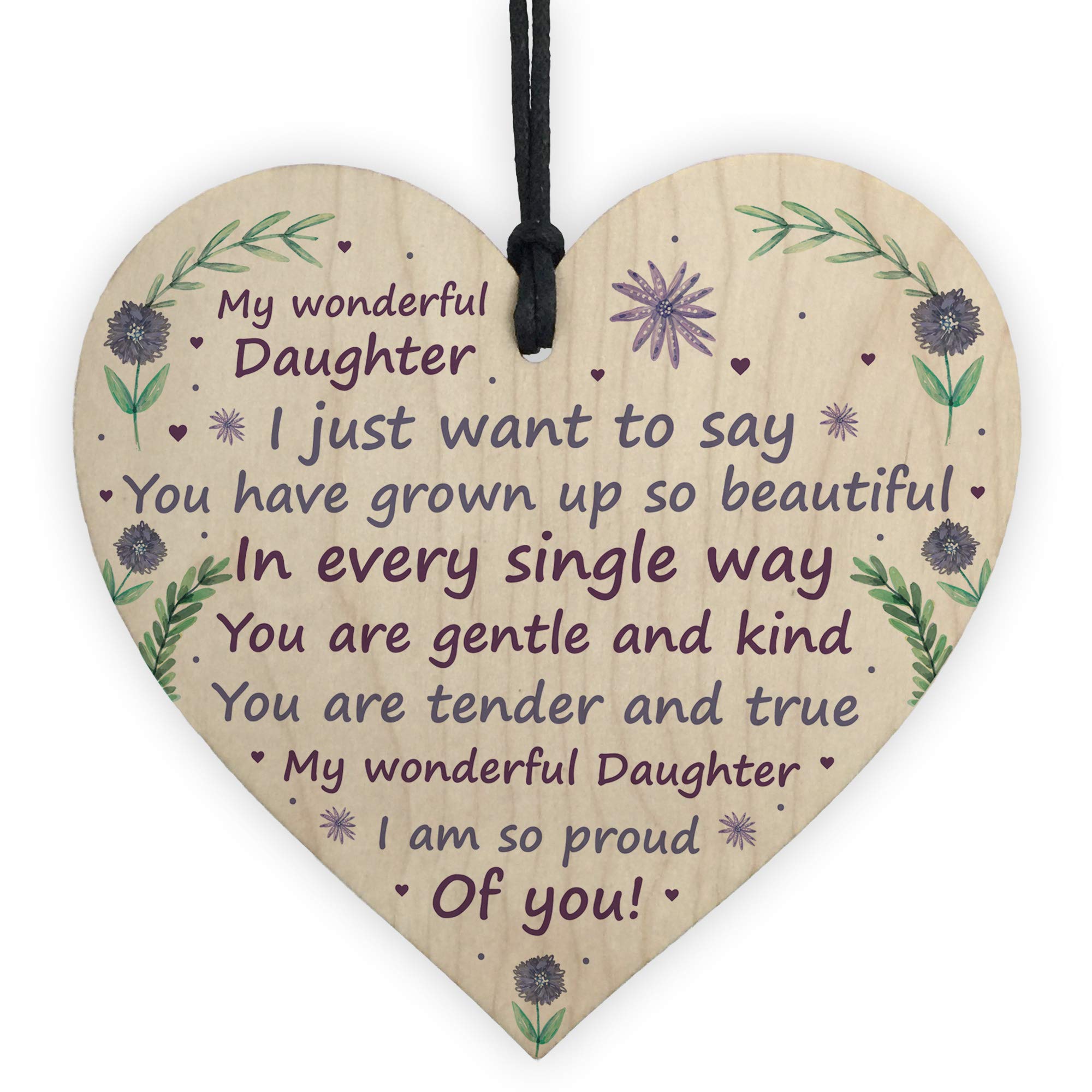 Red Ocean Daughter Gifts From Mum And Dad Wooden Heart Daughter Birthday Keepsake