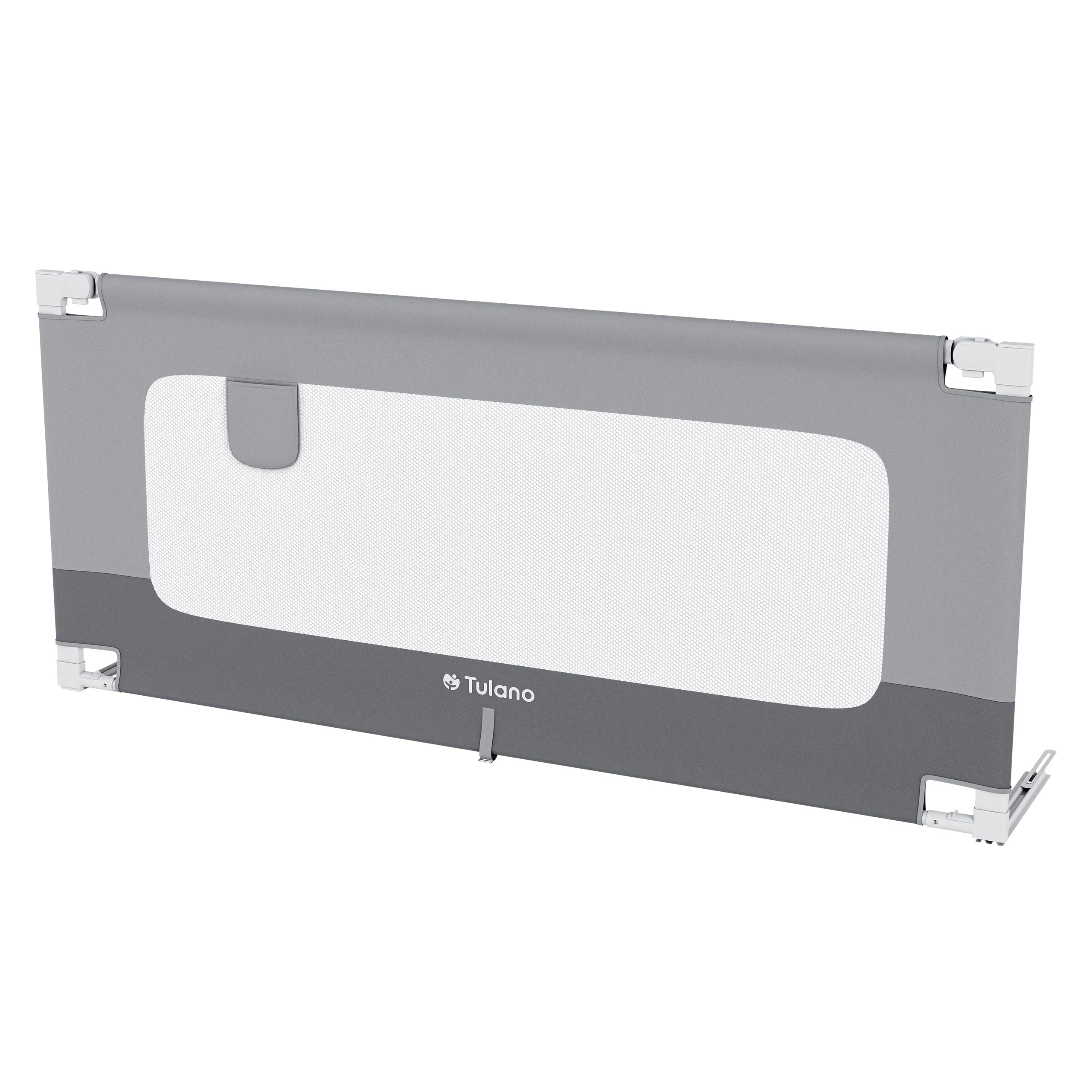 TULANO Cover 46 Barriera di sicurezza letto 160x70 cm – 18 livelli regolazione altezza – per materassi 10-28 cm – tessuto traspirante – angoli arrotondati – facile montaggio – grigio