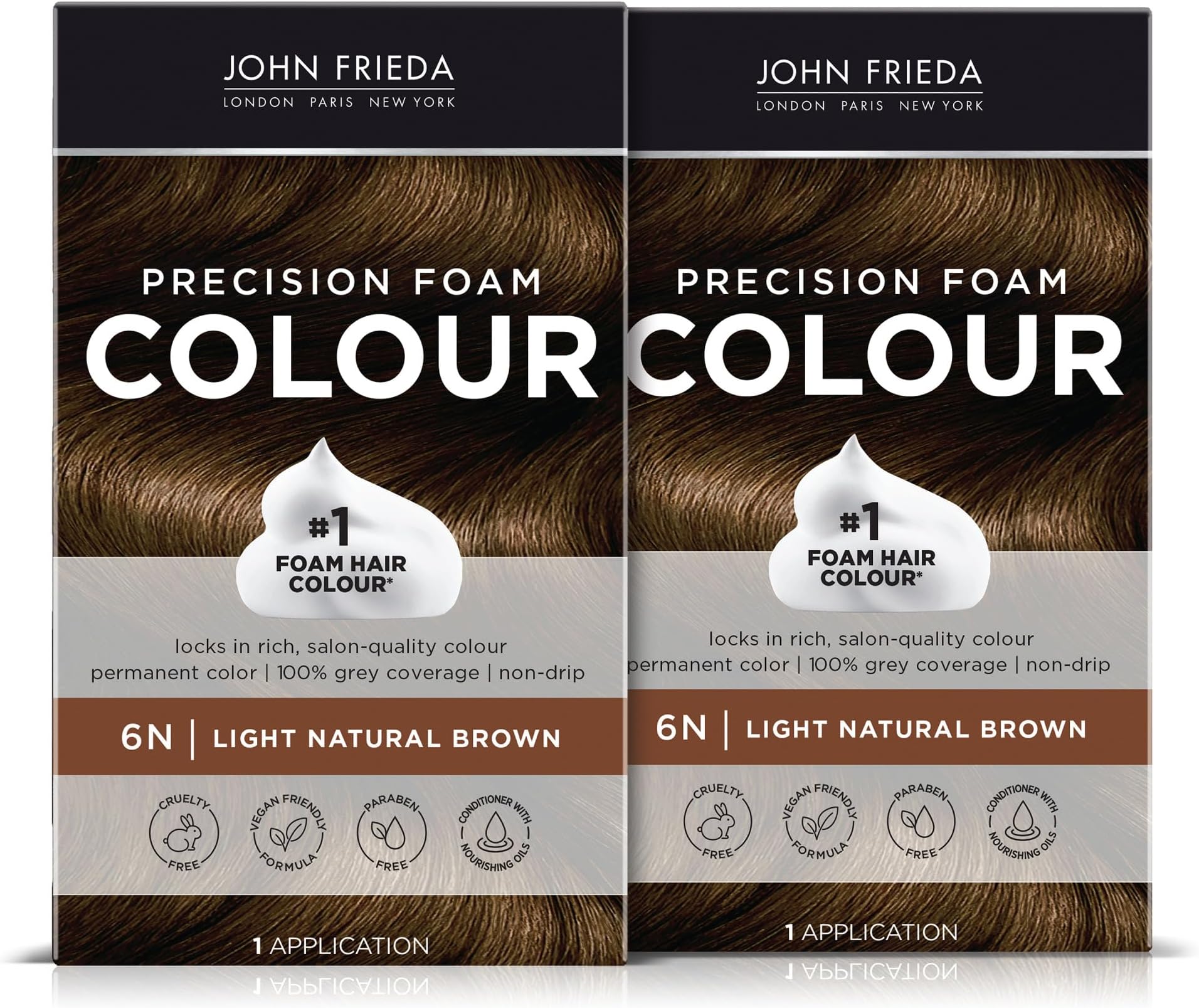 Precision Foam Colour, Light Natural Brown 6N, Full-coverage Hair Color Kit, Anti-Fade Gray Coverage, Deep Color Saturation Hair Dye, Pack of 2