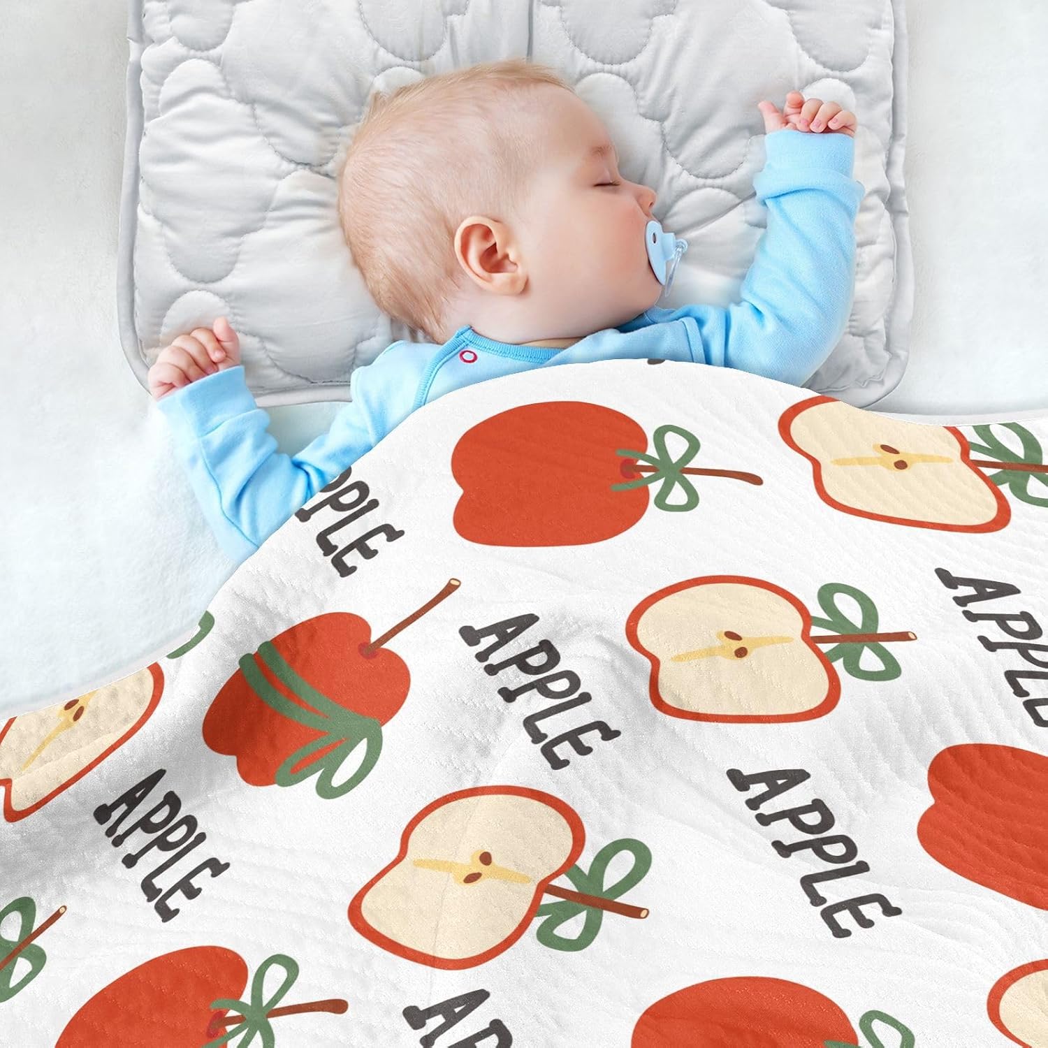 Cute Apples Bow Cartoon Baby Swaddle Blanket for Boys and Girls, Muslin Baby Receiving Swaddle Blanket, Soft Cotton Nursery Swaddling Blankets for Newborn Toddler Infant