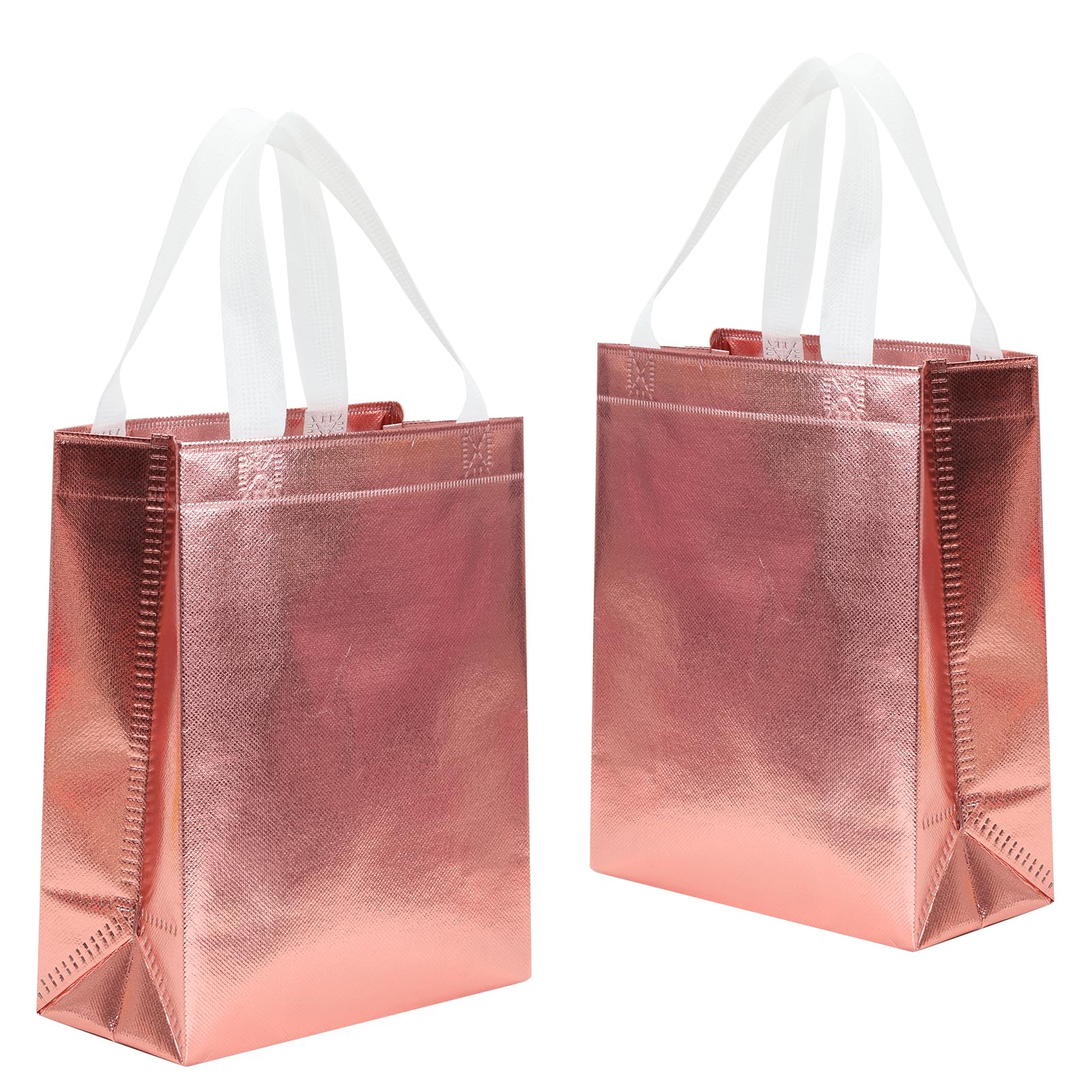 Moretoes 16pcs Rose Gold Gift Bags Medium Size - Reusable Goodie Bags with Handles - Gift Bags Medium Size - Party favor Bags for Birthdays, Parties, and Events