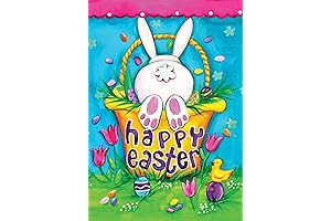 Toland Home Garden Easter Garden Flag 12x18 Double Sided Bunny Tail Easter Decoration