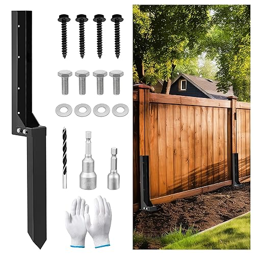 Miniatura 9 de Fence Post Repair Stakes Kit - Heavy Duty Steel Wooden Fence Post Repair Bracket Anchor with Anti-Rust - Quick Fix Broken and Leaning Wood Fence
