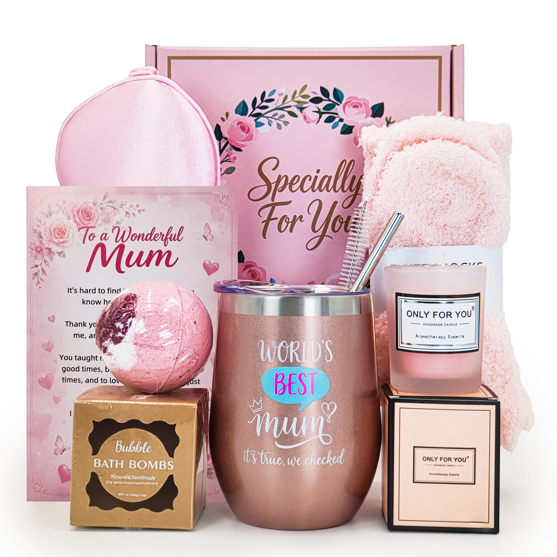 Coolparty Best Mum Birthday Gifts Box with Insulated Mug Card Pamper Sets