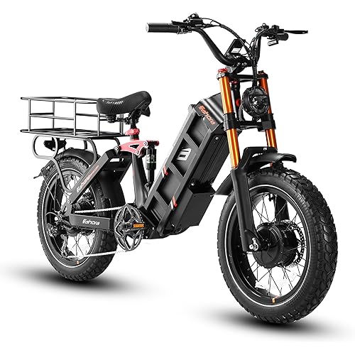 eAhora Juliet Pro II Electric Bike for Adults Peak 5200W Dual Motor Electric Bike Up to 43MPH, 70AH/60AH 220+Miles Long Range Ebike, 20" Fat Tire Full Suspension Electric Bicycle for Commute, UL2849