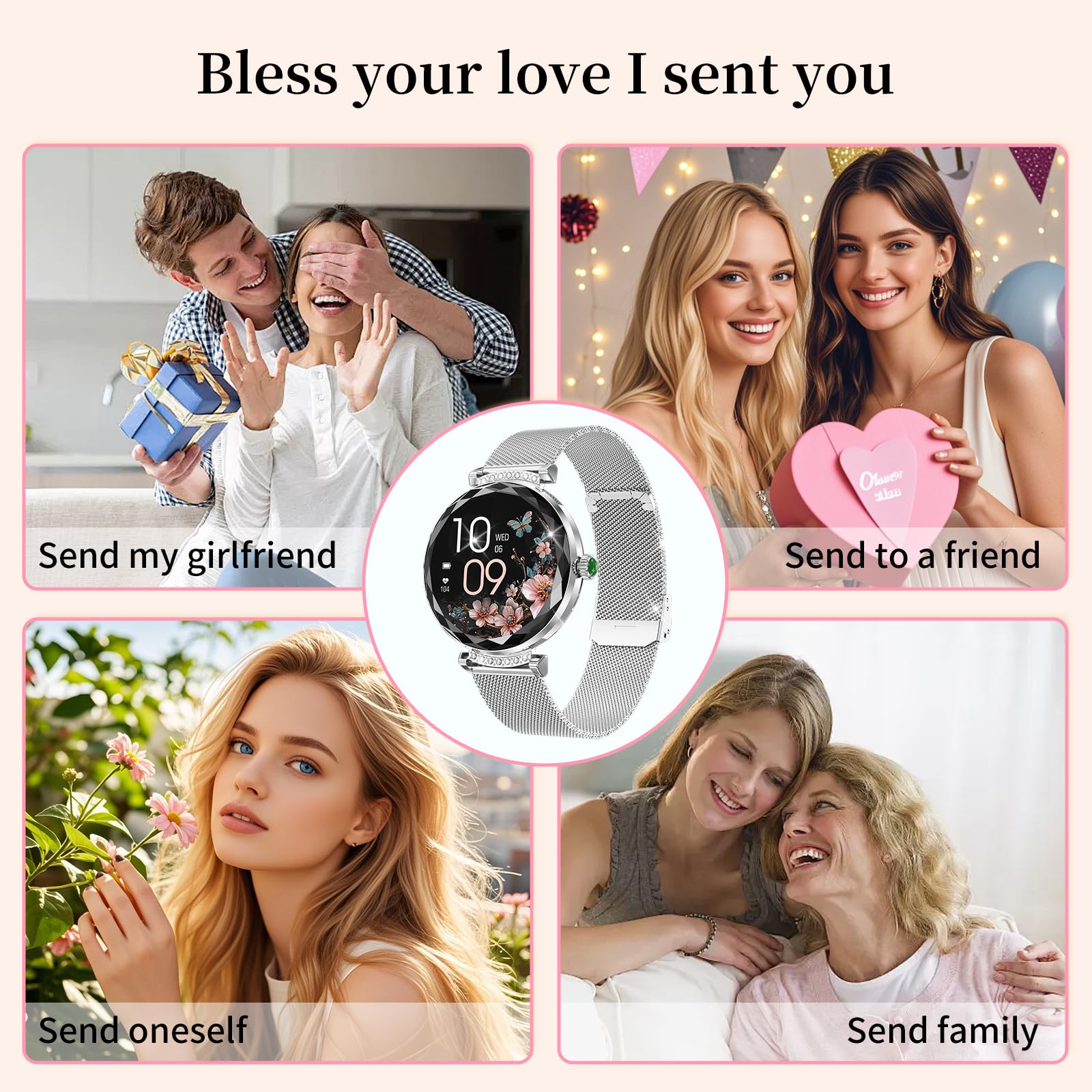 Smartwatch unisex, schermo AMOLED da 1,2 pollici, cassa in lega di zinco + cinturino in acciaio, chiamata Bluetooth/rilevamento frequenza cardiaca/notifica chiamate, smartwatch multiuso NX7pro
