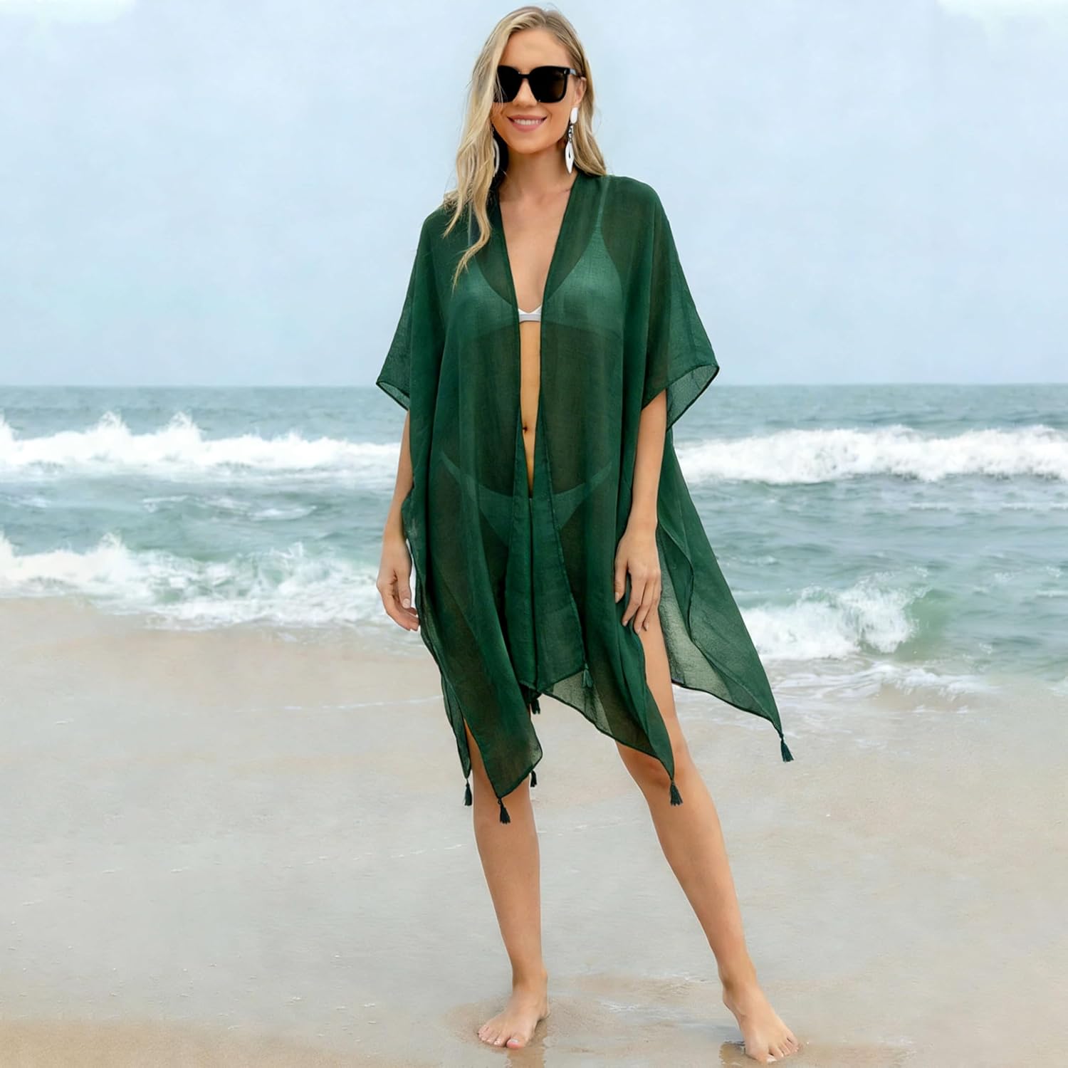 Women's Kimono Swimsuit Coverup Tops Summer Beach Loose Cardigans for Swimwear Lightweight Boho Top - Image 4