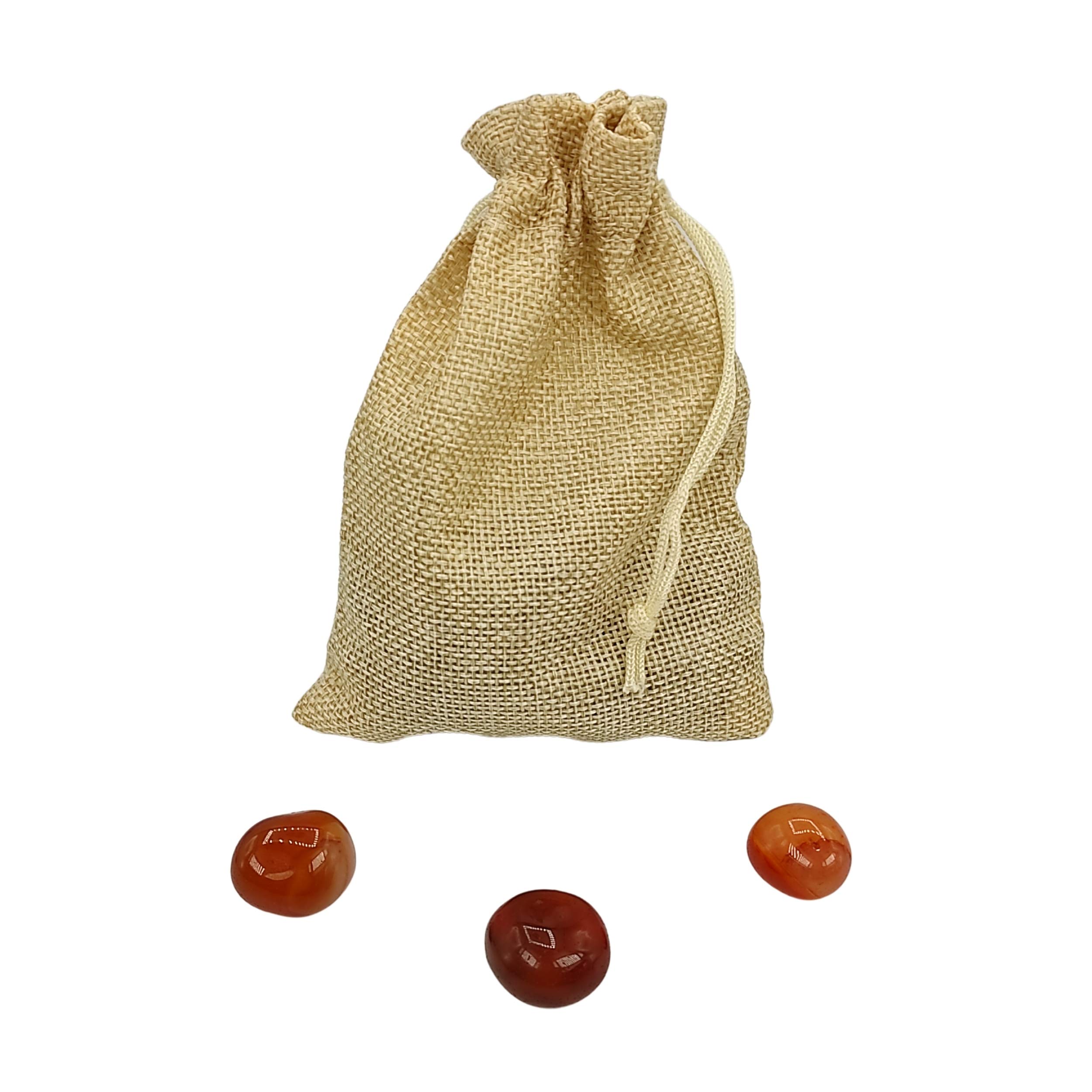 AURA MART Natural Carnelian Tumbled Pebbles Stone Reiki Healing Vastu Feng Shui (50grams, Jute Bag)