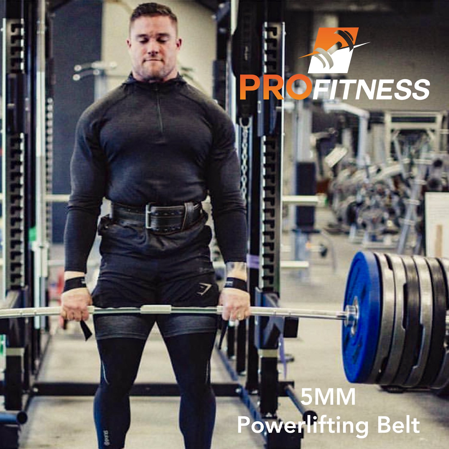 ProFitness Dark Leather Workout Belt (4 Inches Wide) – Proper Weightlifting Form – Lower Back and Lumbar Support for Powerlifting Workouts, Deadlifts (Black/Black, X-Large)