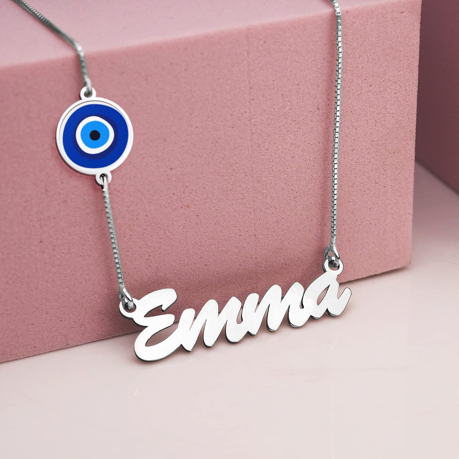 PicturesOnGold.com Evil Eye Custom Name Necklace, Available in Sterling Silver, 14k Gold & Gold Plated - Image 3