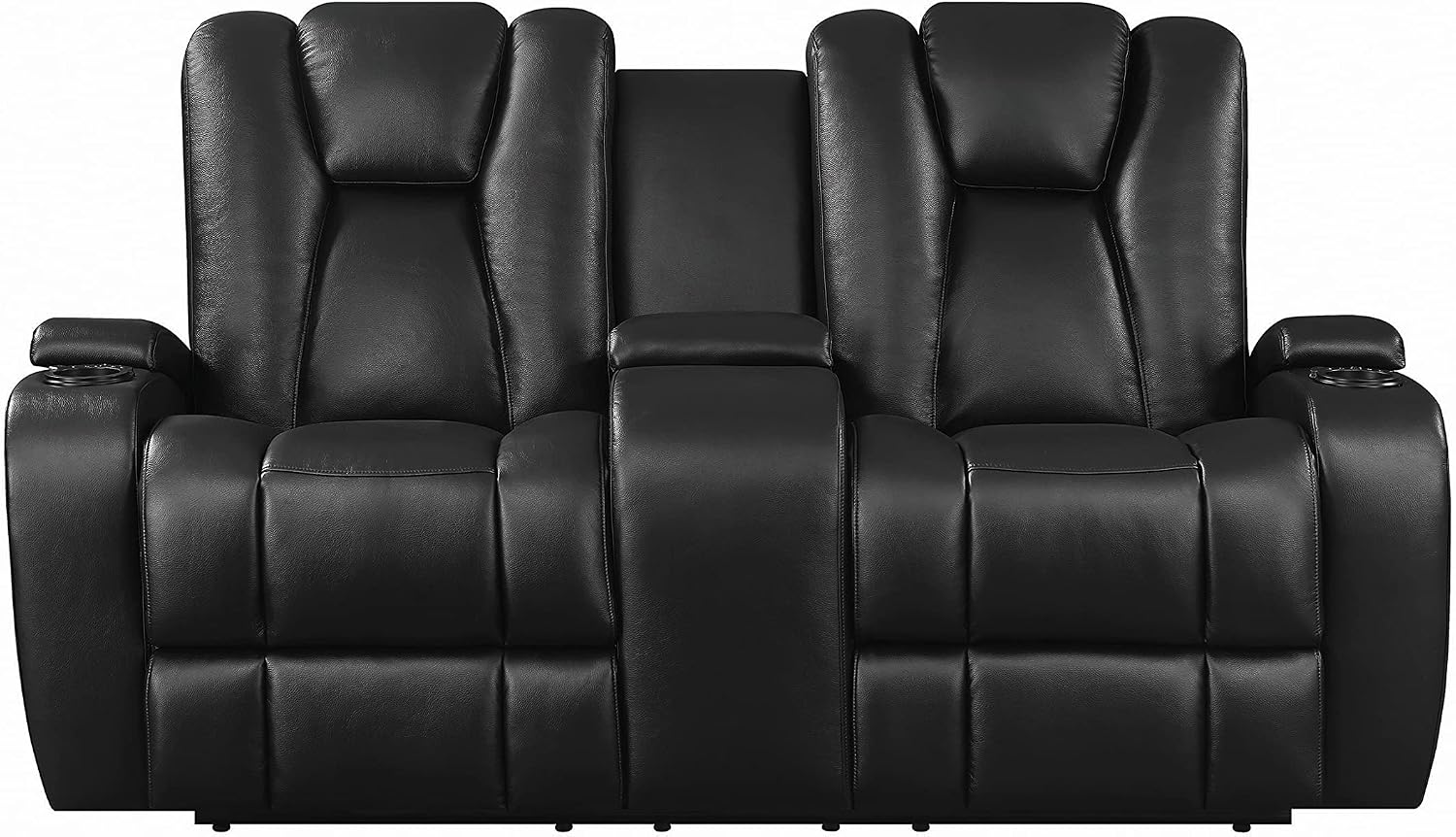 Coaster Home Furnishings Delange Reclining Power Loveseat with Adjustable Headrests and Storage in Armrests Black, 73” W x 40” D x 23” H (CO-601742P)