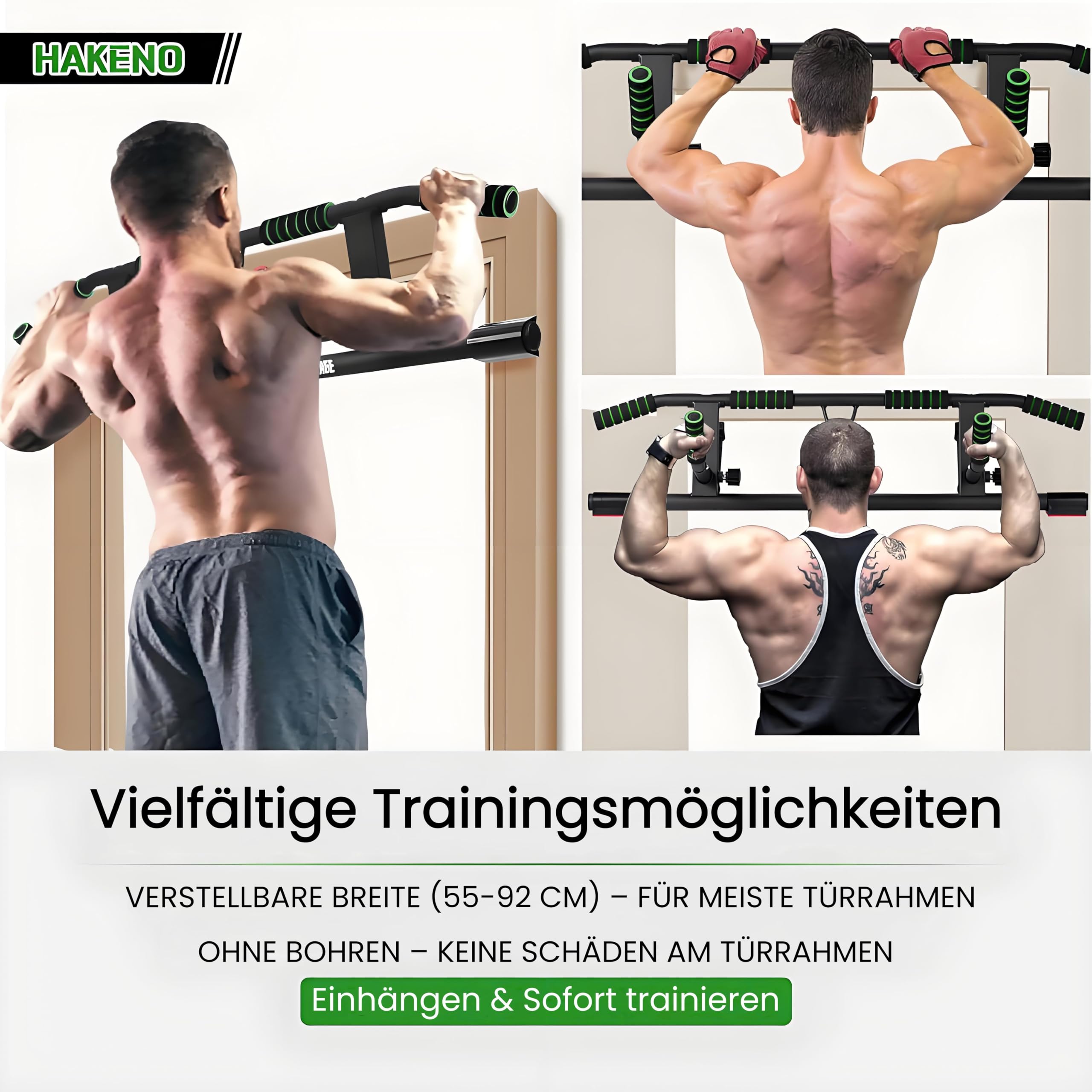 Klimmzugstange mit mehreren Griffen für die Tür – Klimmzugstange mit verbessertem Smart-Haken abgewinkelter Multi-Winkel-Griff, Heim-Fitnessgerät, Pull Up Bar mit professionellem Schlingentrainer