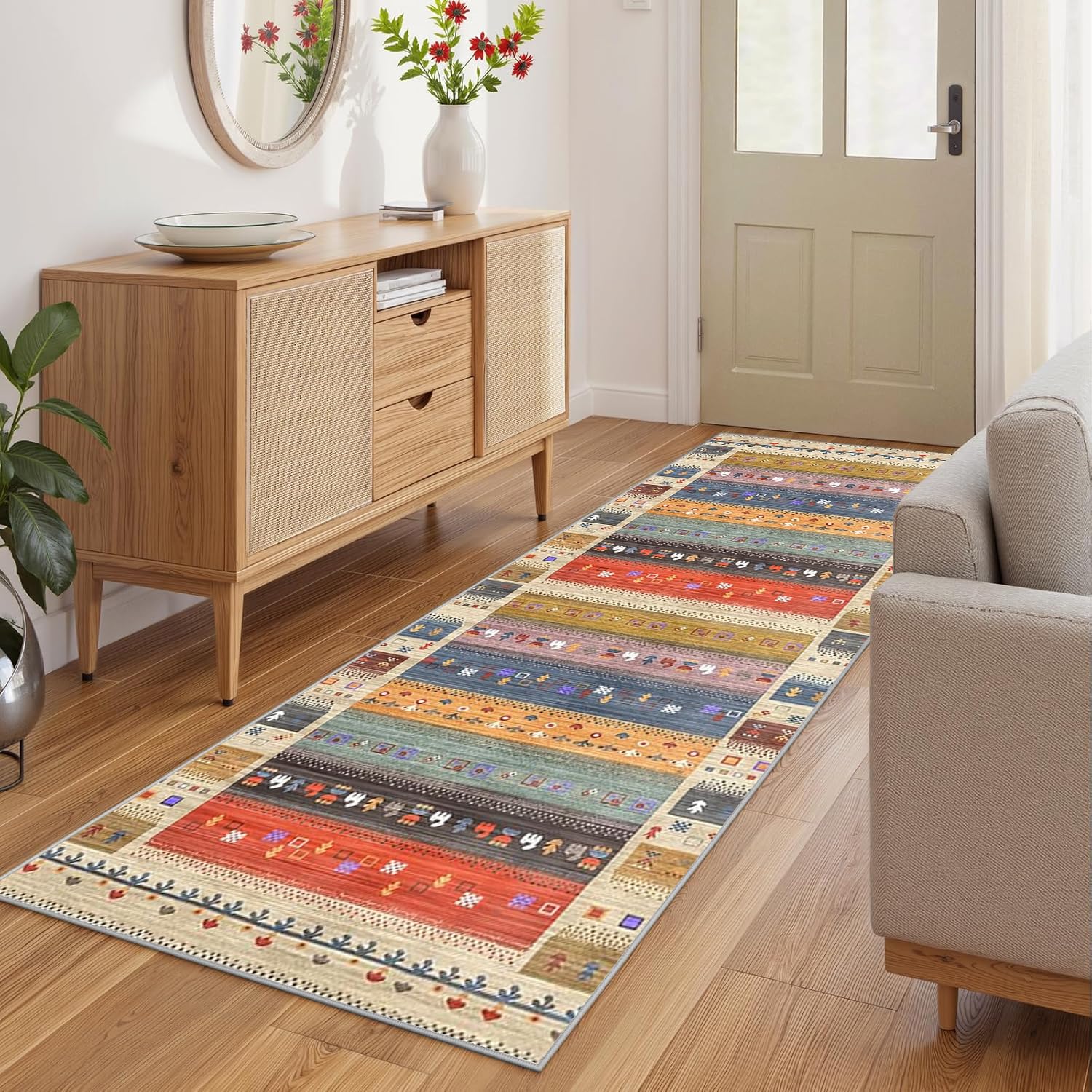 Tappeto Passatoia per Corridoio Lungo Lavabile Tappeto Corridoio Antiscivolo Tappeto Passatoia Cucina Tappeti Runner Passatoia per Ingresso Cucina Camera da Letto Soggiorno,，60x300cm
