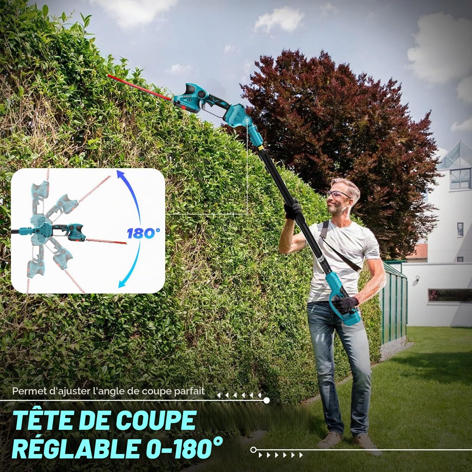 4 en 1 Tronçonneuse Taille haie télescopique sans Fil pour Makita 18 V | (sans batteries) mini scie à élaguer Perche Élagueuse 6 Pouces Elagueuse sur Perche Jusqu'à 4,5 mètres
