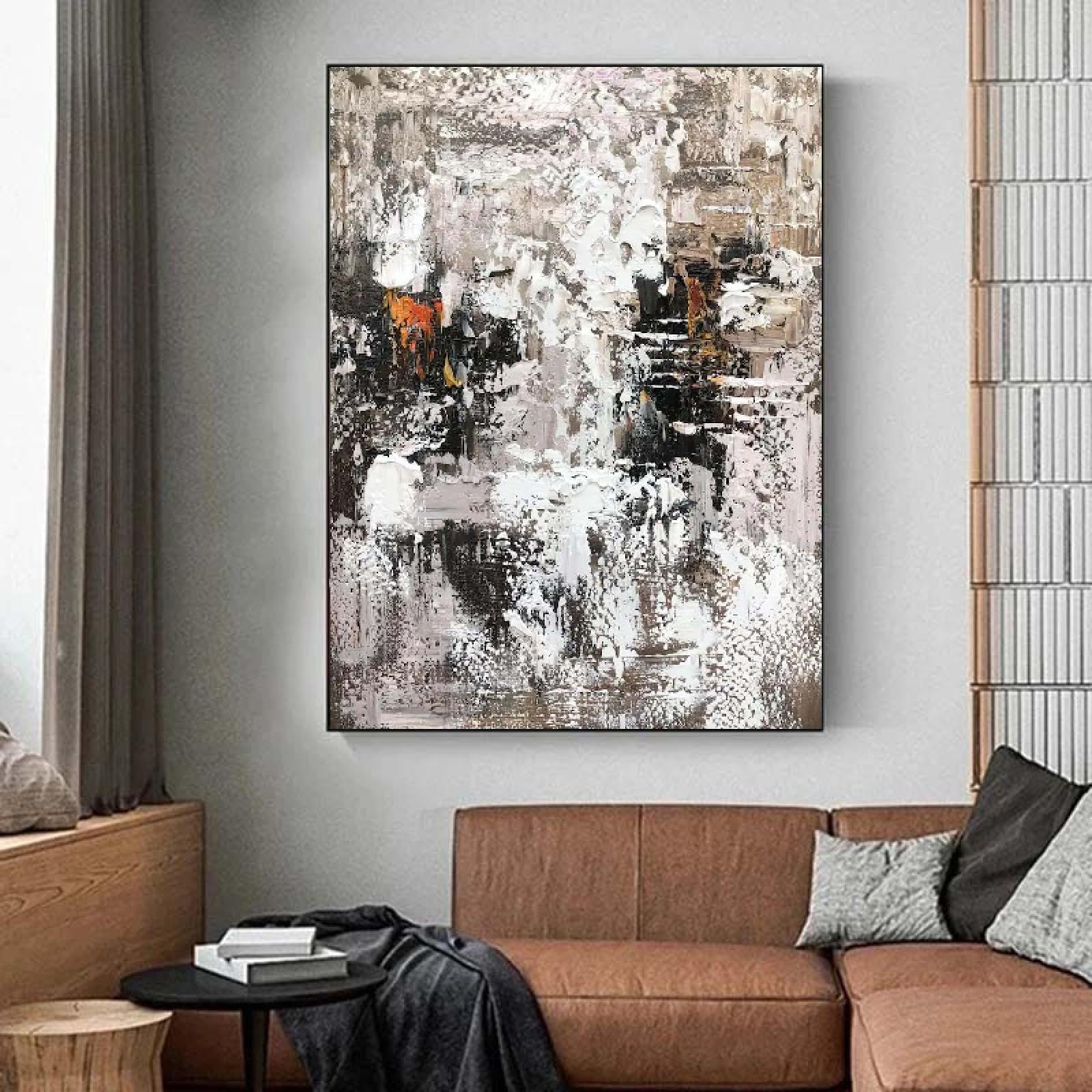 18meng Art Abstrakte Bilder auf Leinwand 200x100 cm Leinwandbild Grau und Weiß Schwarz Moderne Groß XXL Wanddeko Bild Schlafzimmer Wohnzimmer Küche Wandbilder Dekoration Kunstdruck Ungerahmt
