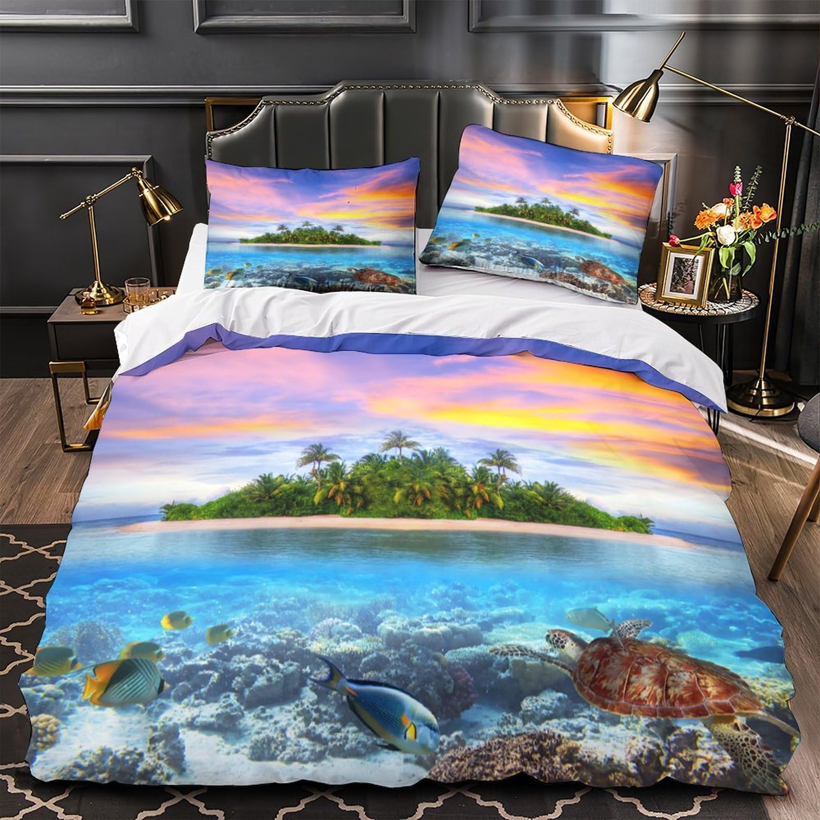 Housse de couette sous-marin 3D hypoallergénique en microfibre douce