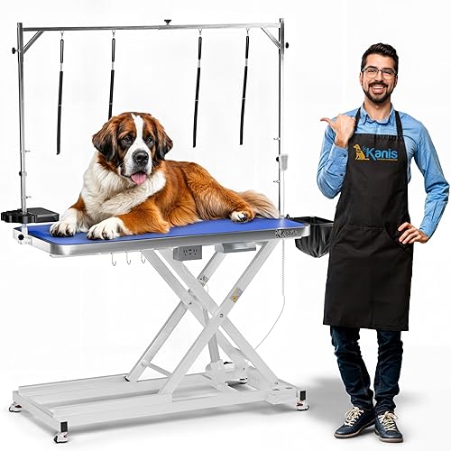 Mesa eléctrica profesional de aseo para perros, resistente, altura ajustable, con ruedas de nivelación, brazo de aseo para perros, mesa Mesa eléctrica profesional de aseo para perros, resistente, altura ajustable, con ruedas de nivelación, brazo de aseo para perros, mesa