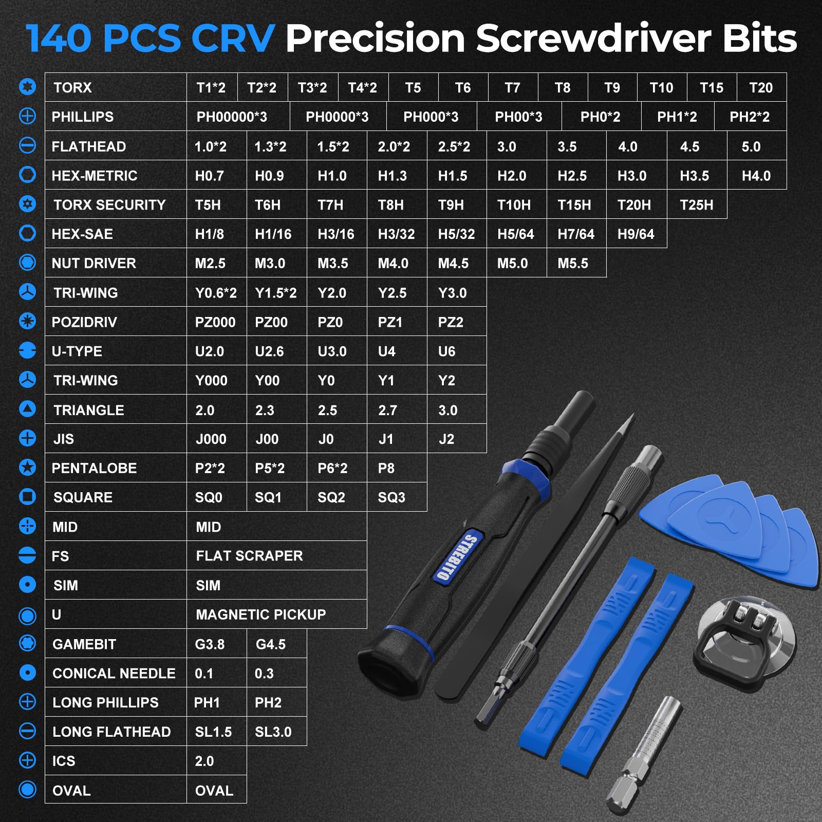 STREBITO Präzisions-Schraubendreher-Set 153 in 1 Kleine Magnetische Schraubendreher Set mit Koffer Elektronische Reparatur Werkzeug Kit für Computer, Laptop, iPhone, Macbook, PC, PS5, Xbox Controller