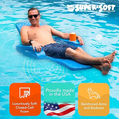 Miniatura 5 de TRC Recreation Folding Baja Floating Swimming Pool Lake Portable Water Lounger Comfortable Recliner Chair with 2 Armrests Cup Holders