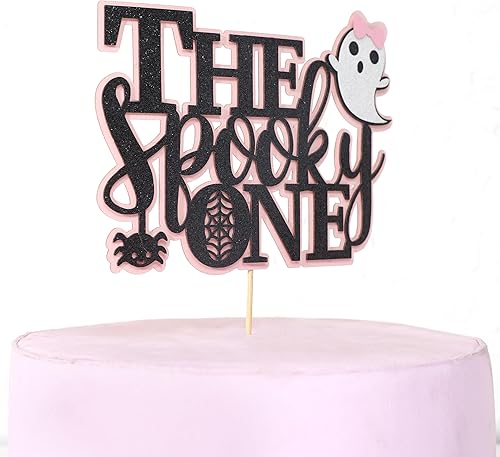 Miniatura 7 de Decoración de pastel de The Spooky One con purpurina negra, decoración de cumpleaños espeluznante, decoración de Halloween, primer cumpleaños,