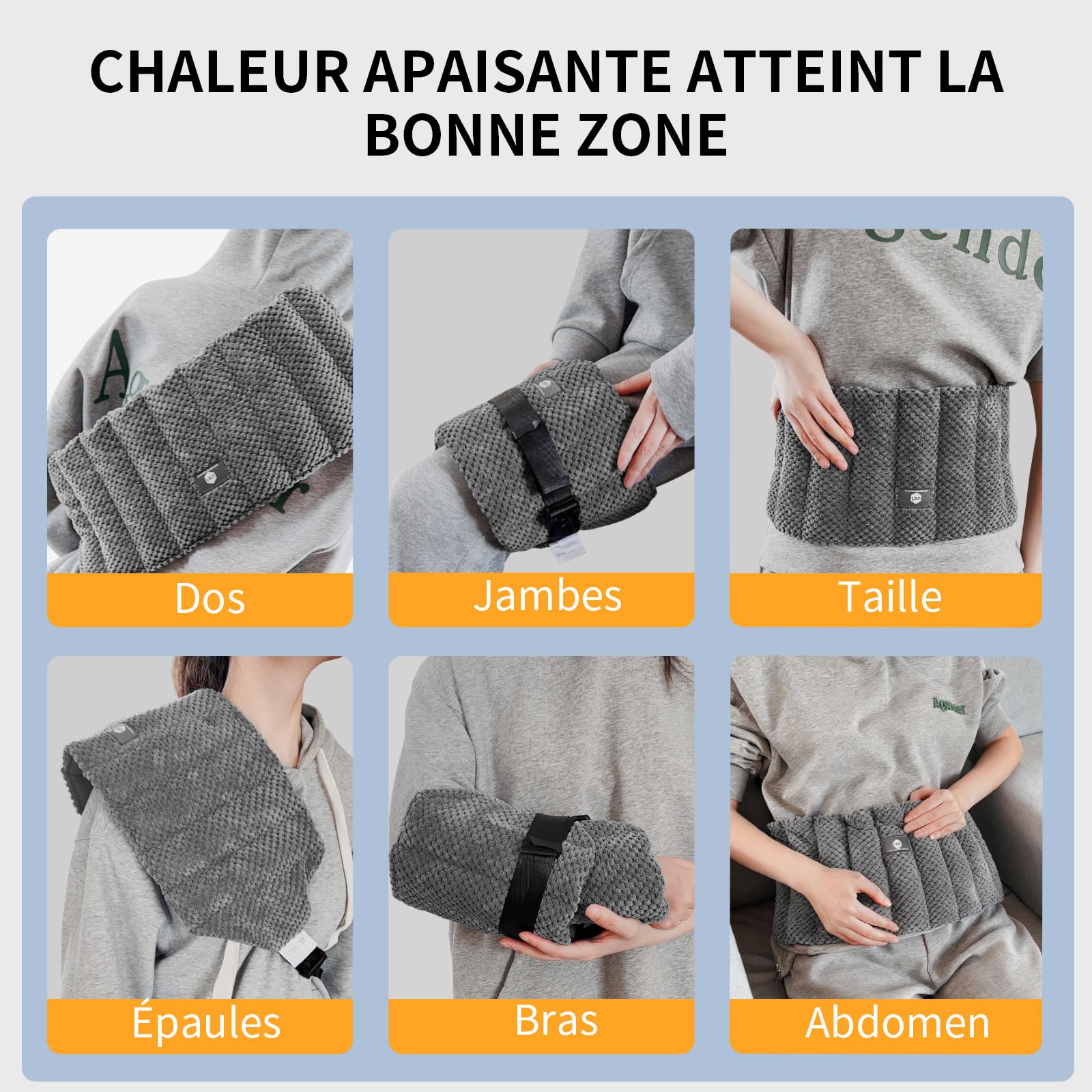 UNCN Coussin Chauffant Dos Micro Ondes 78 x 19cm Bouillotte Micro-onde Avec Bretelles Réglables - Lavande et Plantes Bienfaisantes -Tissu de polar fleece