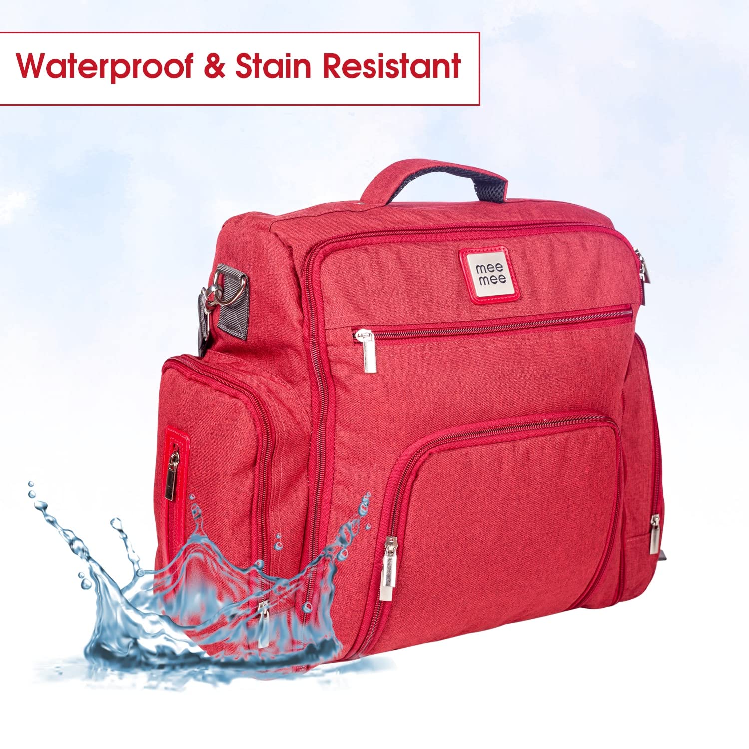Mee Mee Nursing Diapers Bag |Adjustable Strap,Water &Stain Resistant BackPack |Spacious Bag With Multi Pockets for Keeping Milk Bottle Attached Diaper Changing Mat |All Baby Essentials In1 Bag(Maroon)