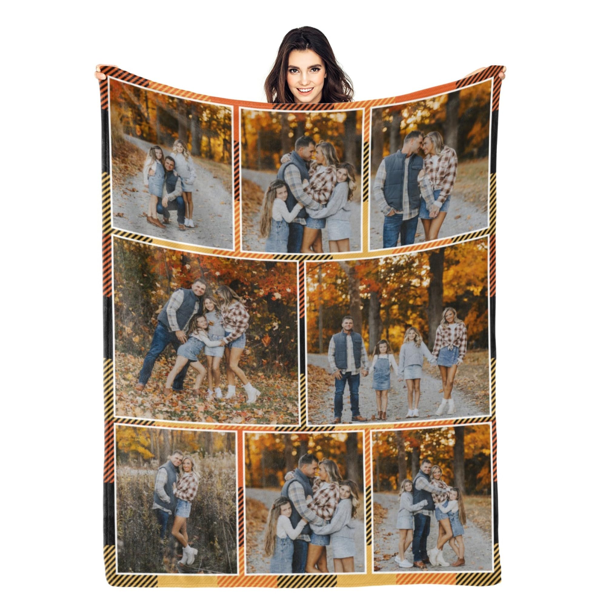 MMAOLP Custom Blanket with Photo, Personalized Chicken Blankets for Girl, Boy Gift, Personalized Family Flannel Fleece Blanket with Photo and Text Suit for Couch, Bed, Sofa