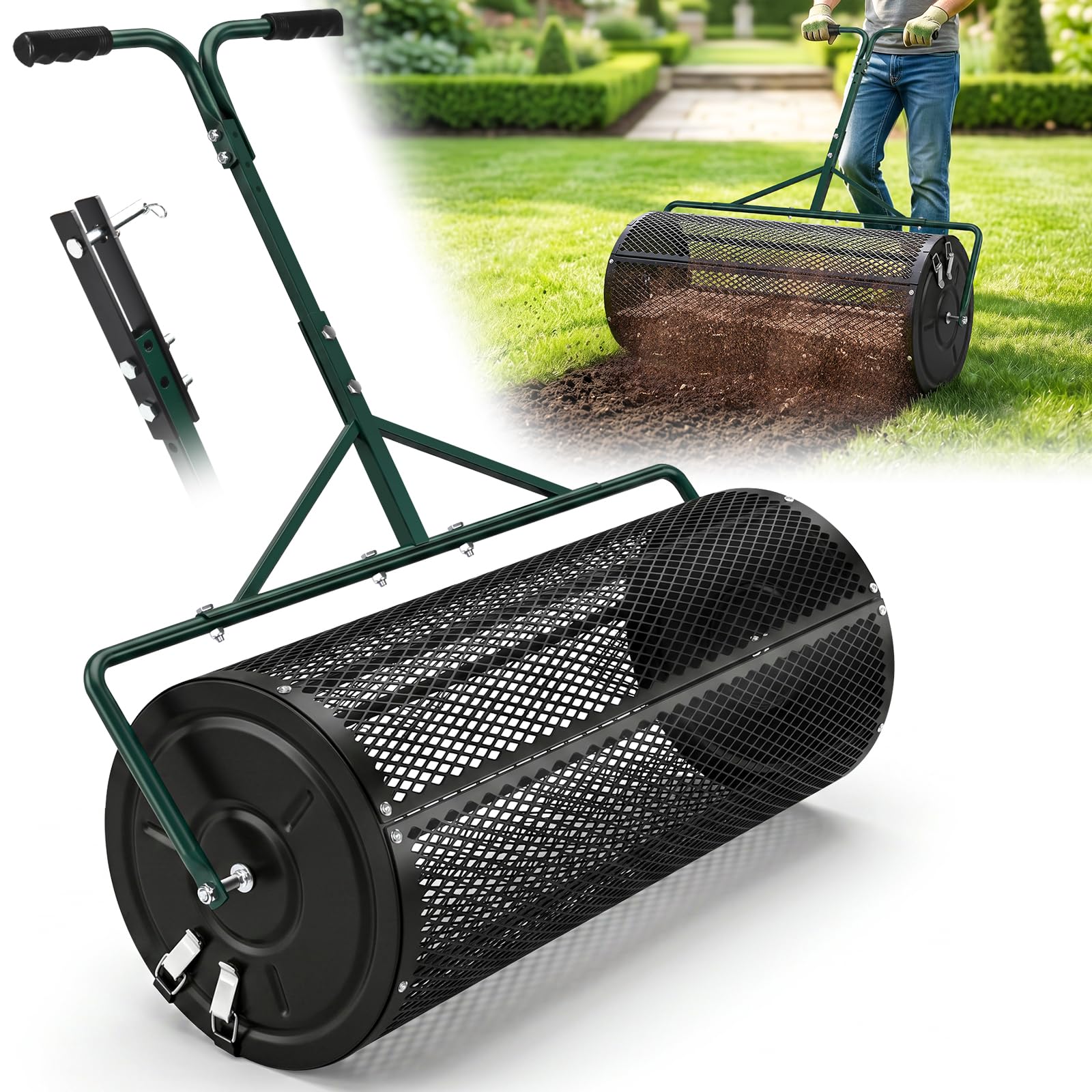 HVDI 36-Inch Metal Mesh Drum Compost Spreader