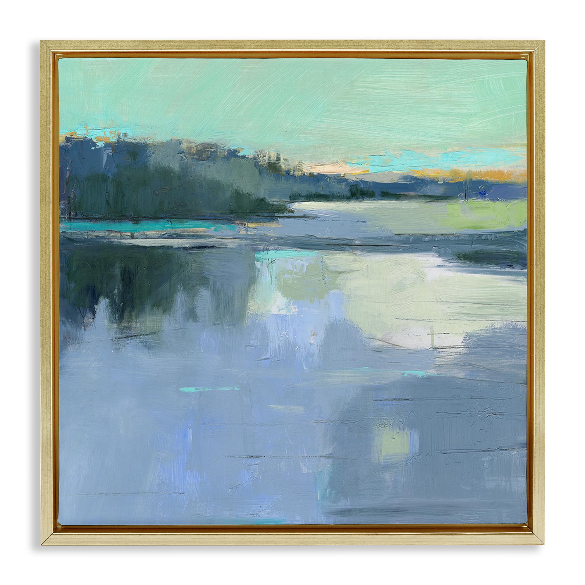 Stupell Industries Metallic Gold (Matte) 'Brave Boat Harbor'| Floating Frame Canvas Art