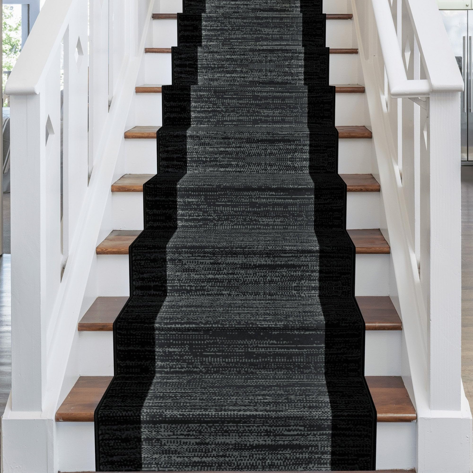 runrug Soft & Comfortable Stair Runner - Smooth & Durable Carpet for Stairs - Stain-Resistant, Fade-Resistant - Multiple Sizes - 70cm x 510cm - 9mm Thick - Morning Mist, Black