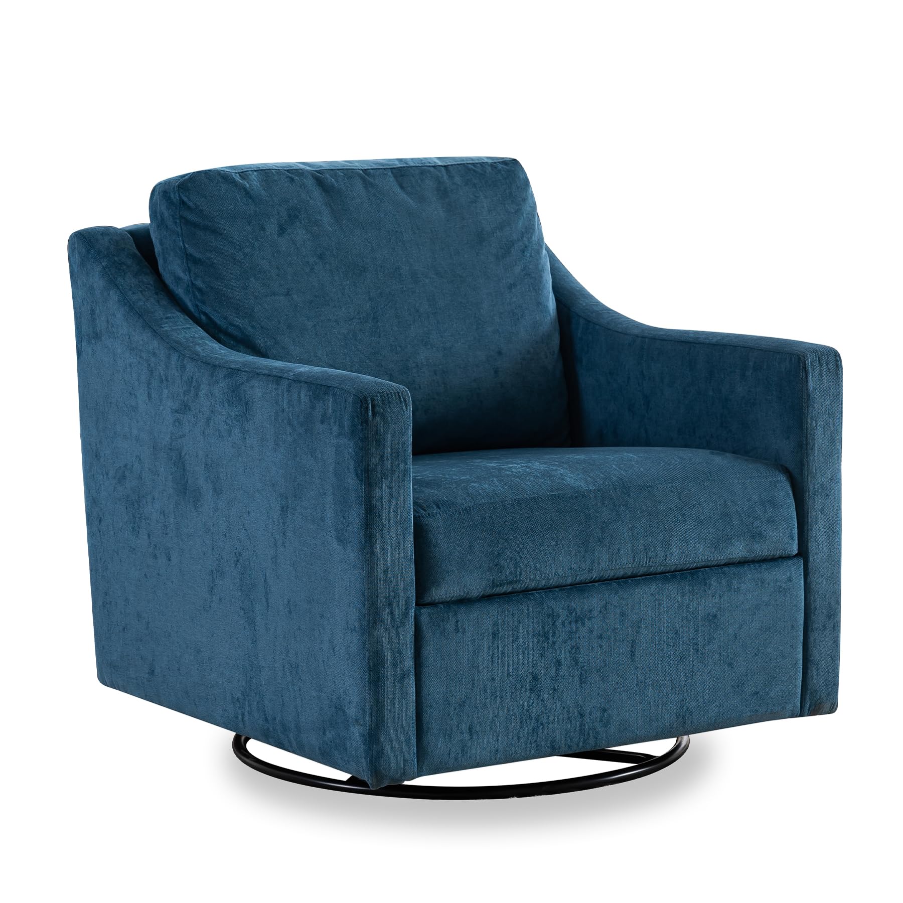 Swivel Accent Chair for Living Room, Modern Oversized Armchair Linen Reading Chair Comfy Club Chair with 360 Swivel Base, Sofa Chair for Bedroom,Blue