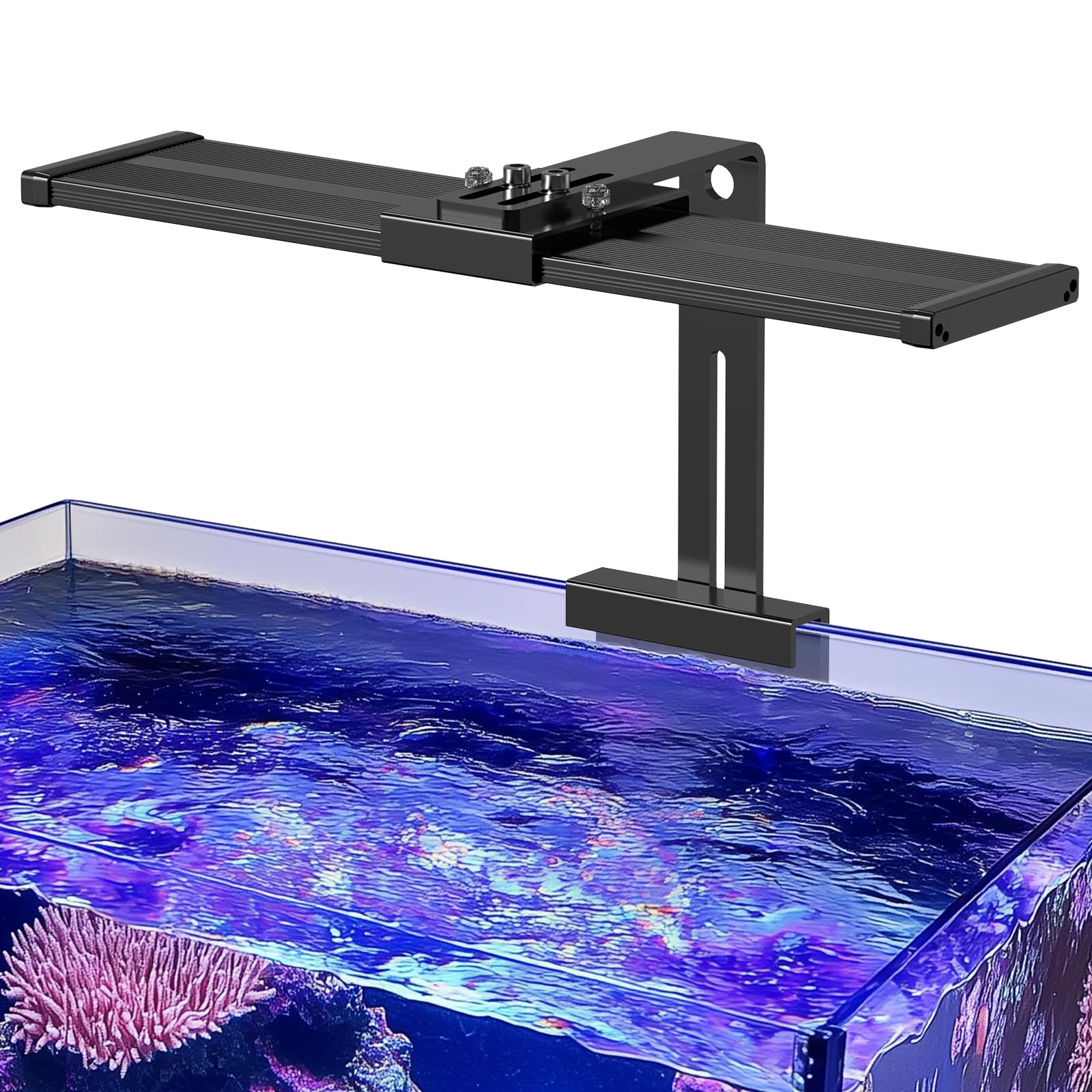 hygger LED Saltwater Aquarium Light, 24/7 Mode Nano Tank Reef Light for Coral, Refugium Light with White, Blue, U-V LEDs Dimmer Timer Moonlight Mounting Bracket 2 Metal Legs 21'' Long 35W