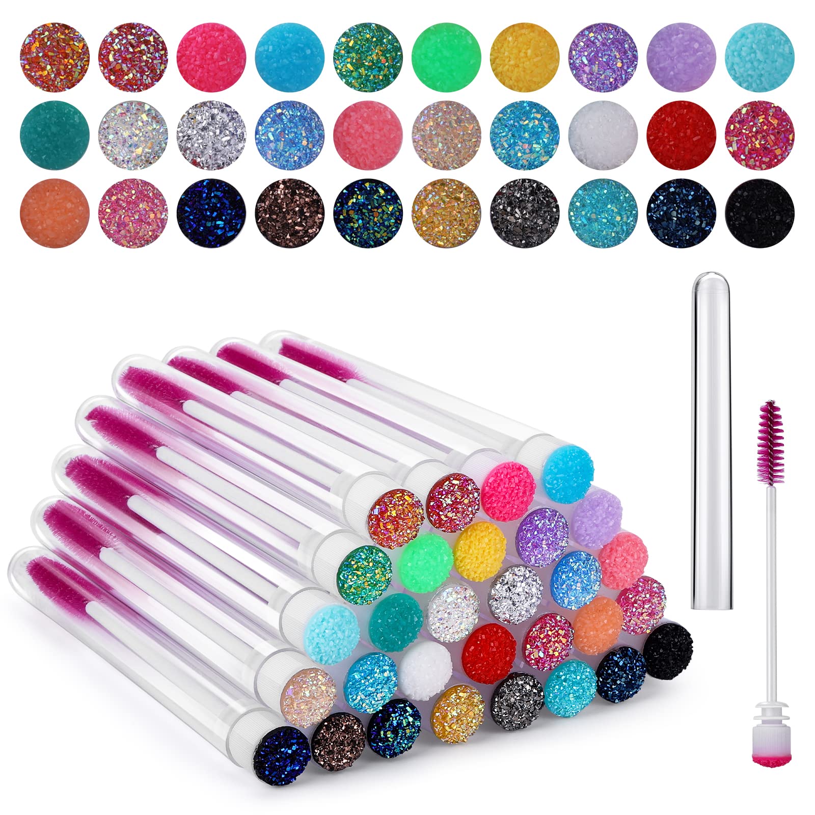 Sibba Lot de 30 Pinceaux à Cils Spoolies Applicateurs de Mascara Pinceaux pour Extensions de Cils Tubes de Diamant Fournitures de Maquillage