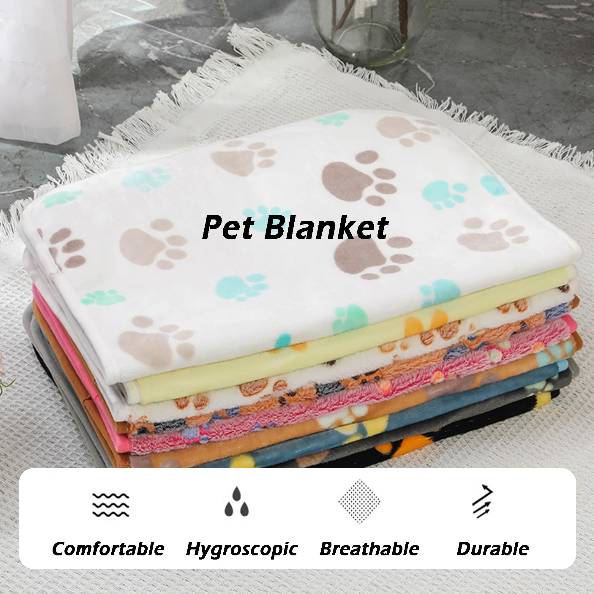 Paquete de 2/4 mantas lavables para perros, mantas de gatos y cachorros, lindas mantas con estampado de patas, tapete para sofá, cama, coche, mantas cálidas para mascotas para perros y gatos