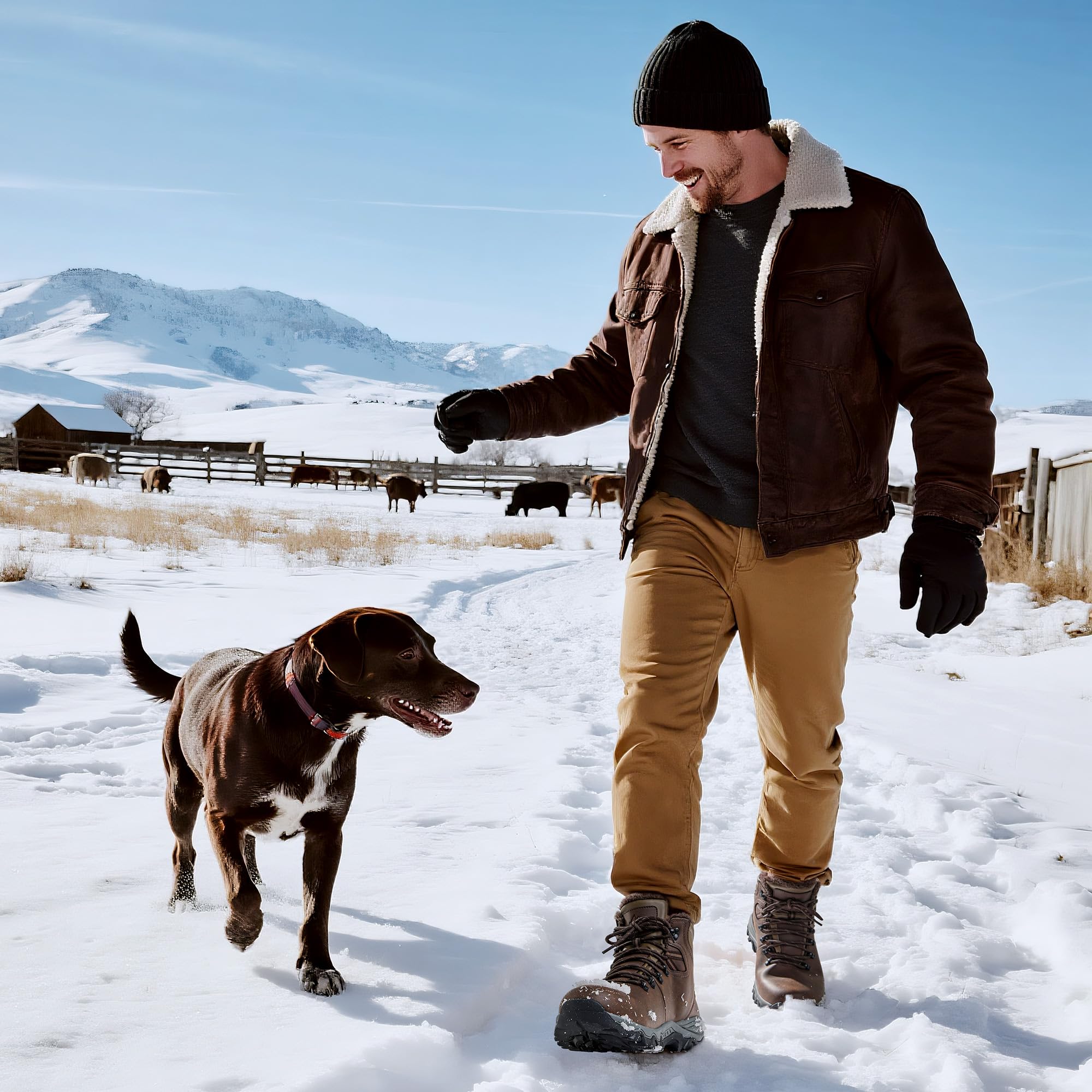 NORTIV 8 Stivali da trekking invernali da uomo, isolati da neve, impermeabili