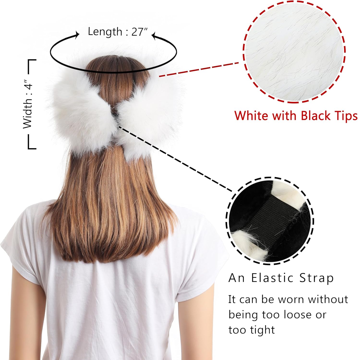 LA CARRIE Faux Fur Headband with Stretch Women's Winter Earwarmer Earmuff - Image 2