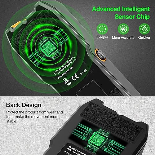 Miniatura 2 de Escáner de pared con buscador de pernos  Detector electrónico 5 en 1 con sensor inteligente mejorado, alarma de audio y pantalla LCD HD para el