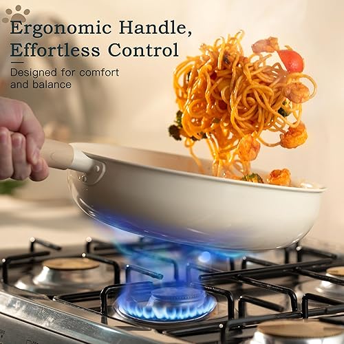 Miniatura 4 de Astercook Juego de ollas y sartenes de cerámica antiadherentes, 18 piezas de utensilios de cocina de inducción, no tóxicos, juego de cocina